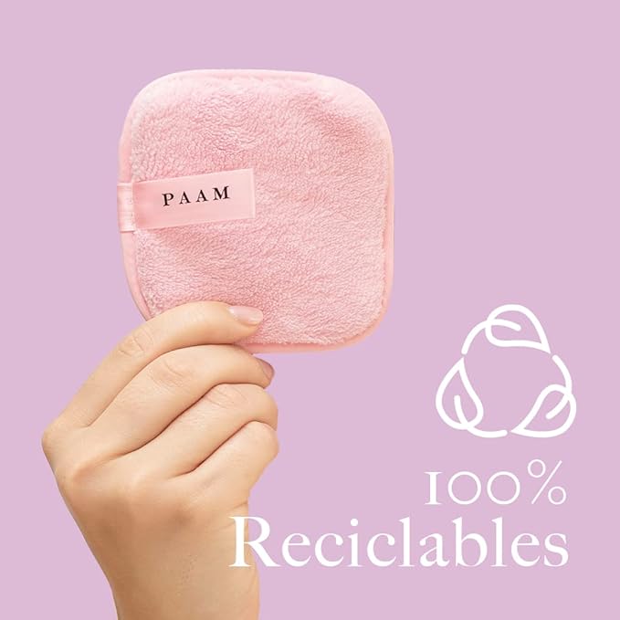 PAAM - Set de 3 almohadillas de microfibras orgánicas para desmaquillar. Pads desmaquillantes reutilizables