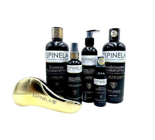 Espinela, Kit Línea Nanokeratina Capilar 5 en 1 – Nutrición, Suavidad y Estilo con Regalo Incluido