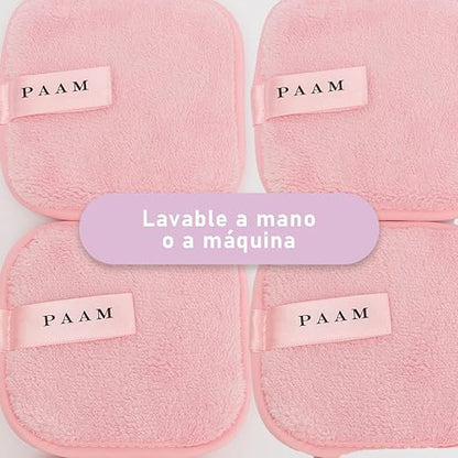 PAAM - KIT ROSA PAAM Desmaquillante & Serum Regenerador de Argán PAAM+ Ice Face Roller + Set de 3 Almohadillas de Microfibras Orgánicas Reutilizables