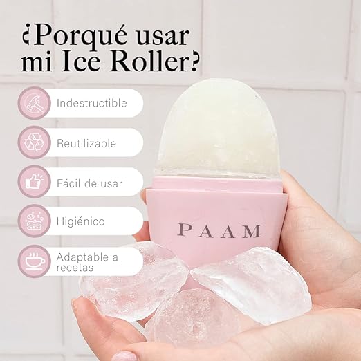 PAAM - Ice Face Roller. Rodillo de Hielo Para la Cara, Cuello y Ojos. Molde Rellenable de Silicón