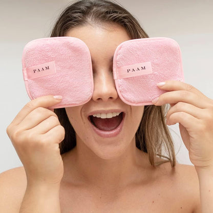 PAAM - Set de 3 almohadillas de microfibras orgánicas para desmaquillar. Pads desmaquillantes reutilizables