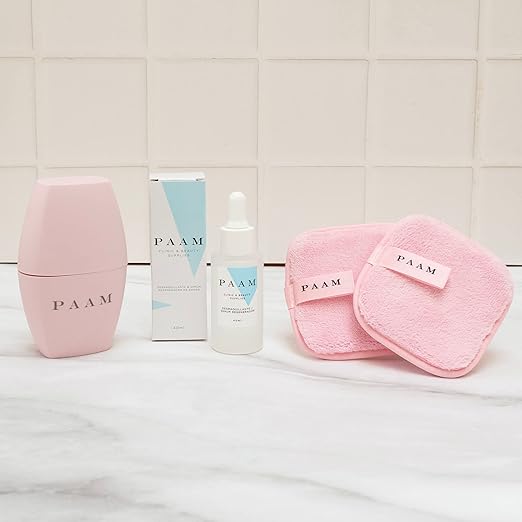 PAAM - KIT ROSA PAAM Desmaquillante & Serum Regenerador de Argán PAAM+ Ice Face Roller + Set de 3 Almohadillas de Microfibras Orgánicas Reutilizables