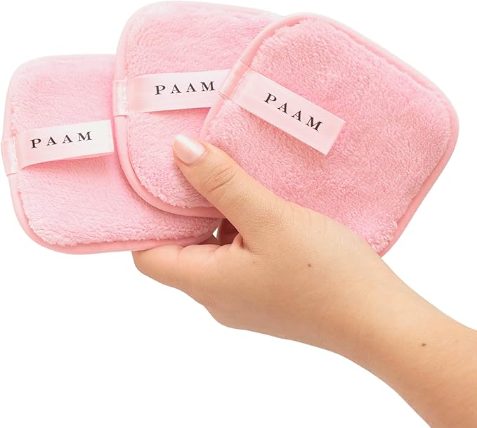 PAAM - Set de 3 almohadillas de microfibras orgánicas para desmaquillar. Pads desmaquillantes reutilizables
