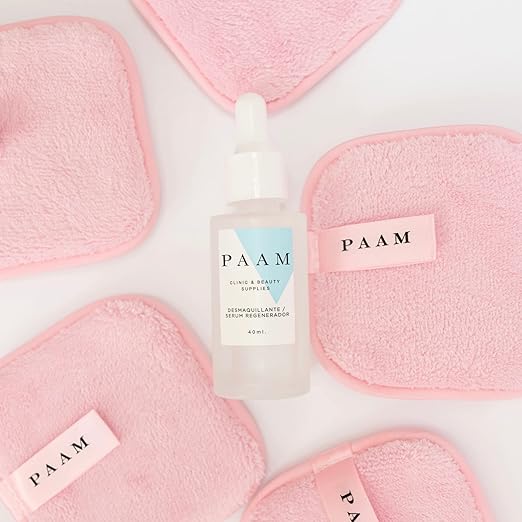PAAM - KIT Desmaquillante - Desmaquillante & Serum Regenerador de Argán PAAM + Set de 3 almohadillas de microfibras orgánicas reutilizables para desmaquillar