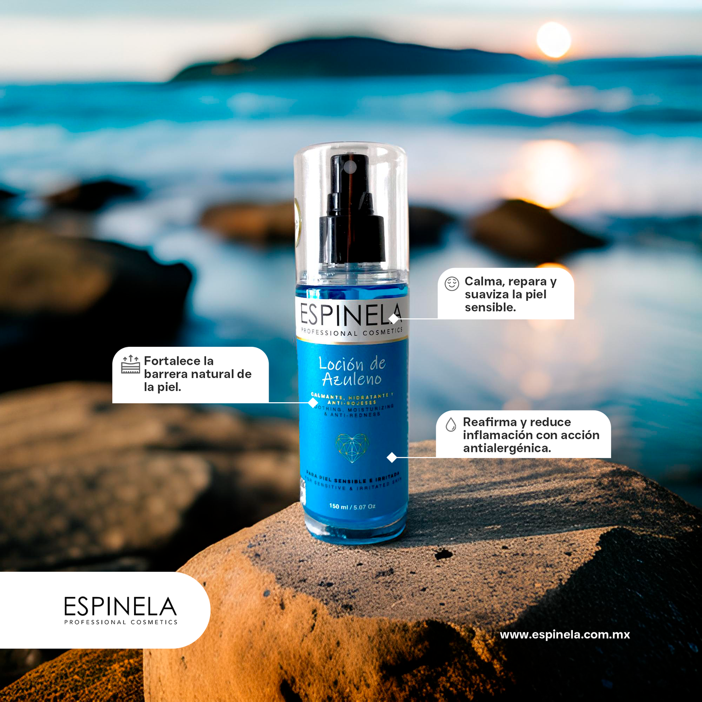 Espinela, Loción de Azuleno – Refresca, Repara y Fortalece la Piel Sensible